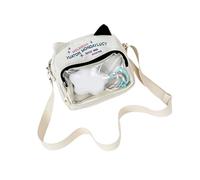 Lerpwige Bolsa de estudiante transparente inspirada en anime contemporánea bandolera ergonómica con correa ajustable para uso diario en el campus estilo japonés transparente, Blanco