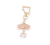 Lerpwige Bolso creativo de gatos, llavero de metal con estampado de animales, colgante de mochila, decoración para mujeres y niñas, bonito dije de huella de gato, blanco