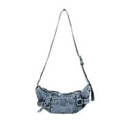 Lerpwige Bolso de hombro de mezclilla lavado contemporáneo tela resistente a la abrasión capacidad espaciosa para el estilo de vida de la ciudad bolso de hombro retro lavado para mujer, azul