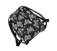 Lerpwige Bolso De Lona Tradicional Con Impresión De Mariposa Correa De Hombro Ajustable Cordón Cubo Para Trabajo Viajar Bolso De Hombro Estilo Chino, Negro