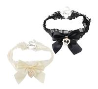 Lerpwige Bonito collar de gargantilla hecho a mano con perlas y corazón, accesorio para collar para mujer, Como se muestra en la