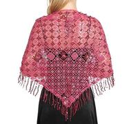 Lerpwige Borlas De Lujo Robado Bufanda De Lentejuelas Brillante Para Las Mujeres De Noche Gala Belly Dance Traje, Rosa rojo., Talla única