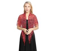 Lerpwige Borlas De Lujo Robado Bufanda De Lentejuelas Brillante Para Las Mujeres De Noche Gala Belly Dance Traje, rojo, Talla única