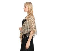 Lerpwige Borlas De Lujo Robado Bufanda De Lentejuelas Brillante Para Las Mujeres De Noche Gala Belly Dance Traje, dorado, Talla única