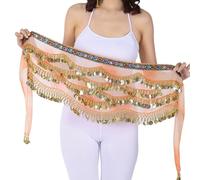 Lerpwige Bufanda de cadera para mujer, para danza del vientre, falda, bufanda de cadera, cinturón de baile, cadena de cintura con cadena de cintura dorada, a, Talla única