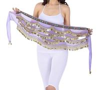 Lerpwige Bufanda de cadera para mujer, para danza del vientre, falda, bufanda de cadera, cinturón de baile, cadena de cintura con cadena de cintura dorada, Morado (, Talla única