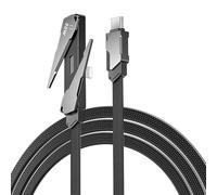 Lerpwige Cable de alimentación trenzado de aleación de Zn y cable de datos con función de soporte plegable para ver cable de carga USB C de 120 cm