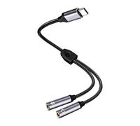 Lerpwige Cable de sonido multifuncional tipo C a doble de 3,5 mm, divisor de auriculares, flexibilidad de sonido transparente, textura de nailon, tipo C, cable de doble puerto