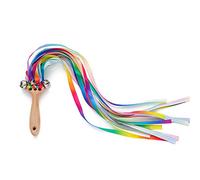 Lerpwige Cinta sensorial de juguete sensorial para bebé, juguete de mano para bebé, correa de madera natural, juguete colorido, juguete de danza para bebé, arco iris ancho, cableado pastel, fino