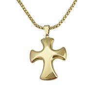 [Lerpwige] Clásico Collar con Colgante de Cruz de Doble Color Material de Cobre Sólido Cadena de Cuello Adornos Elegante Cadena de Clavícula Colgante de Cruz de Dos Tonos, フリーサイズ, Como se describe en