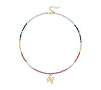 Lerpwige Collar ajustable de letras brepbled arco iris con cuentas de piedras preciosas coloridas de oro de 14 quilates chapado en oro de 14 quilates accesorios de joyería de playa para mujeres