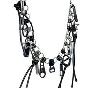 [Lerpwige] Collar con cremallera único, cadena de clavícula de personalidad, cadena de flecos retro, Y2k, gargantilla de hip hop, accesorios de moda para mujeres, joyería de moda