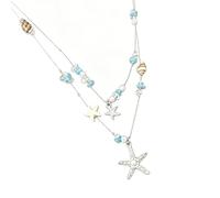 [Lerpwige] Collar de concha de cuentas de tema marino de moda con dije de estrella de mar para mujeres y adolescentes collar de concha de cuentas