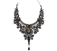 Lerpwige Collar de encaje con cuentas, estilo vintage, ajustable para mujer, accesorio de boda, collar de piedra vintage, One Size, como se describe, como se describe