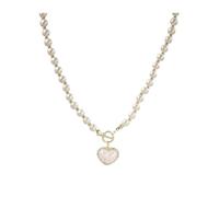 Lerpwige Collar de perlas de moda con dije de corazón, longitud ajustable, joyería para mujer, regalo romántico, collar de cadena de perlas de imitación