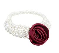 Lerpwige Collar de resina resistente a las alergias con perlas de rosa vintage, adorno de adorno sostenible para pieles sensibles, collar clásico de rosas, One Size, como se describe, como se describe