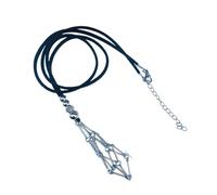 [Lerpwige] Collar de soporte de piedra de cristal, collar colgante de malla de cuerda ajustable, collar de jaula de cristal vacío, joyería para mujeres, hombres, jaula vacía, no se decolora fácilmente