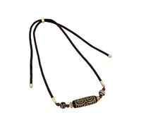 Lerpwige Collar tradicional tibetano de cuentas Dzi hecho a mano con símbolo de protección de nueve ojos, cadena de cuello para rituales de equilibrio energético, collar de ágata de nueve ojos, talla