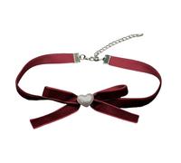 Lerpwige Elegante gargantilla de cinta de terciopelo ajustable con lazo, cadena de clavícula hecha a mano, joyería para el cuello para mujeres de moda, collar de cinta gótica, talla única, como se