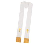 Lerpwige Estola de clero con patrón cruzado bordado y borlas, chal para sacerdotes, pastores, reuniones religiosas, estola de pastor, a, Talla única