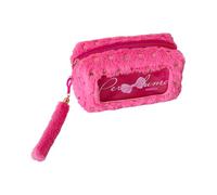 Lerpwige Estuche de felpa con adorable diseño de lazo, gran capacidad, para suministros de oficina escolar, suave, resistente, con cremallera, bolsa para lápices suave y flexible, rosa roja, Mass