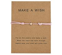 Lerpwige Fashion For Wish Card - Abalorio de estrella hecho a mano, cuerda de cera trenzada, ajustable, buena suerte, para niñas y niñas, talla única, como se describe