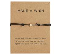 Lerpwige Fashion For Wish Card - Abalorio de estrella hecho a mano, cuerda de cera trenzada, ajustable, buena suerte, para niñas y niñas, talla única, como se describe