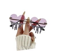 Lerpwige Gafas de sol con patrón de lágrimas de corazón, modernas, sin montura, adecuadas para festivales de música, Purple