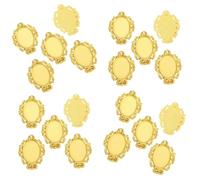 Lerpwige Juego de 20 soportes ovalados para piedras preciosas de tiempo, textura de aleación, compatible con múltiples y portátiles, base ovalada hecha a mano, talla única, como se describe