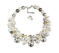 Lerpwige Juego de collar y aretes de perlas de imitación de cadena corta, diseño ligero, cadena de cuello, regalo versátil, talla única, como se describe, como se describe