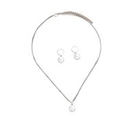 Lerpwige Juego de joyas de perlas elegantes para novia, cuello y oreja, adecuado para combinar con varios atuendos profesionales, talla única, como se describe, como se describe