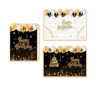 Lerpwige Libro de visitas conmemorativo hecho a mano, con texto en inglés "Happy Birthday", color negro y dorado, para fiestas de cumpleaños, tarjeta de recuerdo personalizada
