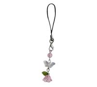 Lerpwige Llavero colorido elegante perla flor y mariposa teléfono colgante bolso encanto elegante accesorio para los amantes de la moda