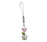 Lerpwige Llavero colorido elegante perla flor y mariposa teléfono colgante bolso encanto elegante accesorio para los amantes de la moda
