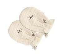 Lerpwige Manoplas de algodón orgánico para bebé, transpirables, protectores de manos infantiles, accesorios para recién nacidos, aptos para recién nacidos de 0 a 2 años, lavables a máquina, Lazo negro