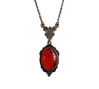 [Lerpwige] Negro y Rojo Cuarzo Encanto Collar Mujeres Collar en Relieve Collar Joyería Accesorios Vintage Gargantilla Ovalada Piedra Collar