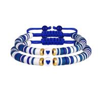 Lerpwige Paquete de 2 pulseras elásticas trenzadas de la amistad para mujer, joyería de arcilla suave, ajustable, accesorios multicolor elásticos para niñas, talla única, como se describe