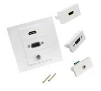 Lerpwige Placa de pared USB VGA HDTV de uso directo, salida directa, soldadura de denegación para aplicaciones audiovisuales, 86 x 86 mm, conector de sonido para panel de pared