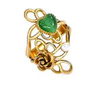 Lerpwige Prácticos anillos de apertura geométricos con forma de corazón y flor, textura de acero inoxidable para entusiastas de la moda, One Size, como se describe, como se describe