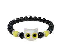 Lerpwige Pulsera de perlas de moda Pulseras luminosas para gatos atrapadas de resina joyería de cadena adecuada para mujeres pulsera de encanto de moda, talla única, como se describe