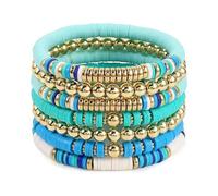 Lerpwige Pulsera única de tono suave y elástico, accesorio de moda hecho a mano, perfecto para fiestas en la playa y festivales, joyería de fiesta en la playa, talla única, como se describe