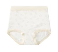 Lerpwige Ropa interior de maternidad de algodón bactericida, diseño de cintura alta, ajuste suave, cómodo y transpirable para futuras madres, pantalones cortos de cintura alta, Amarillo crema, L