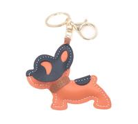 Lerpwige Versátil llavero de cuero con forma de cachorro francés con colgante para llaves de coche, bolso, bolso, decoración para dueños de perros, a, Talla única
