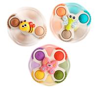 lerrbo 3 juguetes giratorios con ventosa para niños de 1 año de edad, juguete sensorial de baño para bebés de 1 a 3 años, juguetes novedosos para niños de 1 a 2 años, 12 a 18 meses, regalo de