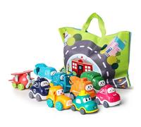 lerrbo 9 Vehicles with Map/Storage Bag|Baby Toys for 1 2 3 Year Old Boy|1 2 Year Old Boy Birthday Gift for First Birthday Gifts