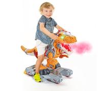 lerrbo Coches para montarse en Forma de Dinosaurio para niños, Juguetes eléctricos para Lactantes con música, luz y Humo, patinetas para niños en Edad Preescolar y caminadores