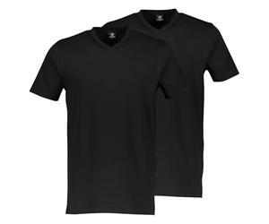 LERROS - Camiseta para Hombre con Cuello en V, Paquete Doble, Corte Regular (2003115), Negro (290), XXL