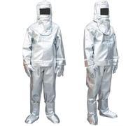 LERSTAR Ropa Ignífuga, Traje Aislamiento Traje Aluminizado Resistente Calor Papel Aluminio Fábrica Vidrio, Planta Química, Barco,1000℃-1200℃-175cm