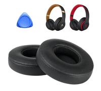 leruiyezs 1 para Almohadillas de Repuesto para Beats Solo 2 y Solo 3, Almohadillas de Espuma de Memoria, Cuero de Proteína Suave para Auriculares Beats, Reemplazo de Almohadillas para los Oídos,Negro