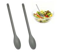 leruiyezs 2 Pcs Cuchara Mezcladora de Silicona,Antiadherente,30,5x5cm,Mango Largo Resistente al Calor para Cocina Hornear Servir Mezclar Ensaladas Uso Diario,Mezcla Rápida,Cuchara de Silicona,gris